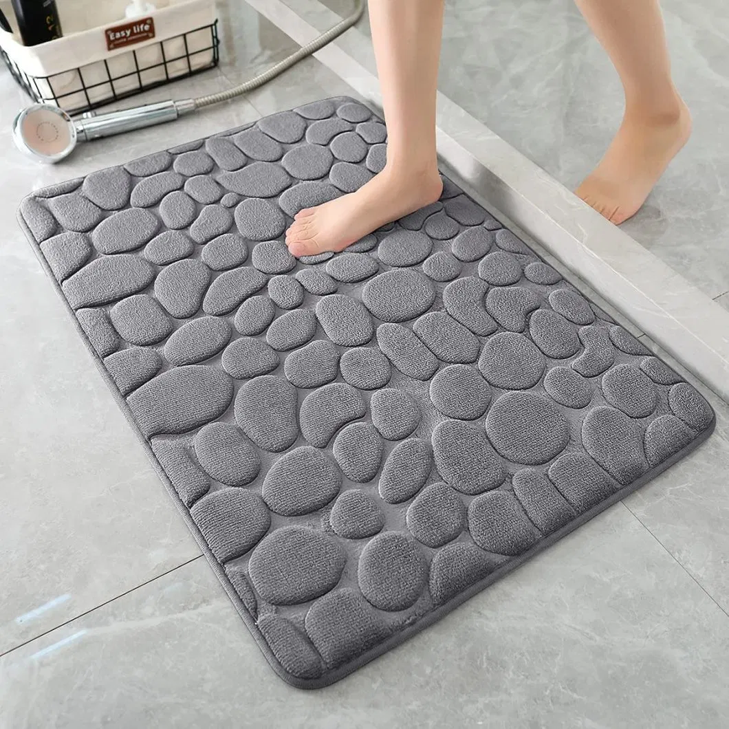 Cobblestone Memory Foam Bath Stone Bath Mat Water Absorbent Bathroom Mats Rugs