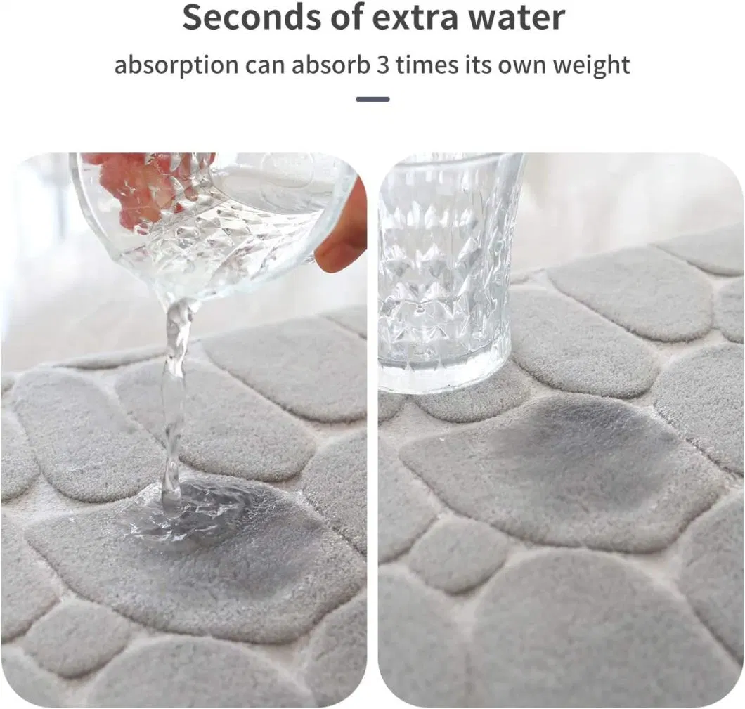 Cobblestone Memory Foam Bath Stone Bath Mat Water Absorbent Bathroom Mats Rugs