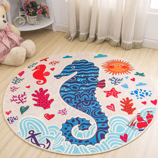 Tapis de jeu 3D en fausse peau de mouton pour chambre d'enfant, design personnalisé, moelleux, en microfibre, moderne, rond, lavable en Machine, pour enfants